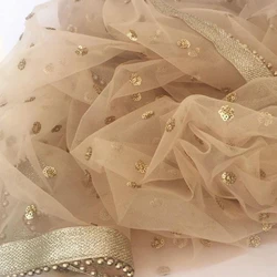 Embroidered Chiffon Fancy Golden Dupatta Net Fabric Design