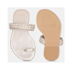 Golden PU Flat Sandals