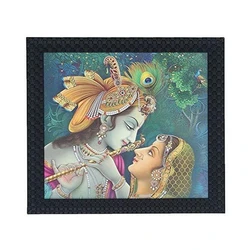 Wooden 3d Wall Painting Radha Krishna Decorative Frame