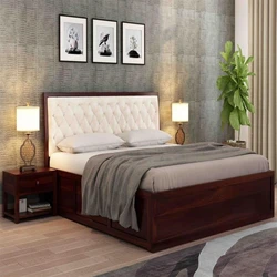 King Size Cushion Bed, Rose Wood material, Polished