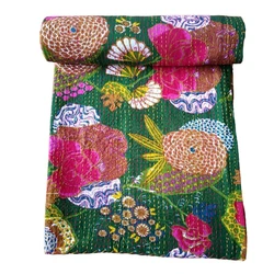 Classic geometric embroidered kantha blanket