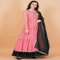 Gown Embroidered Georgette Dress, Occasion Party Wear