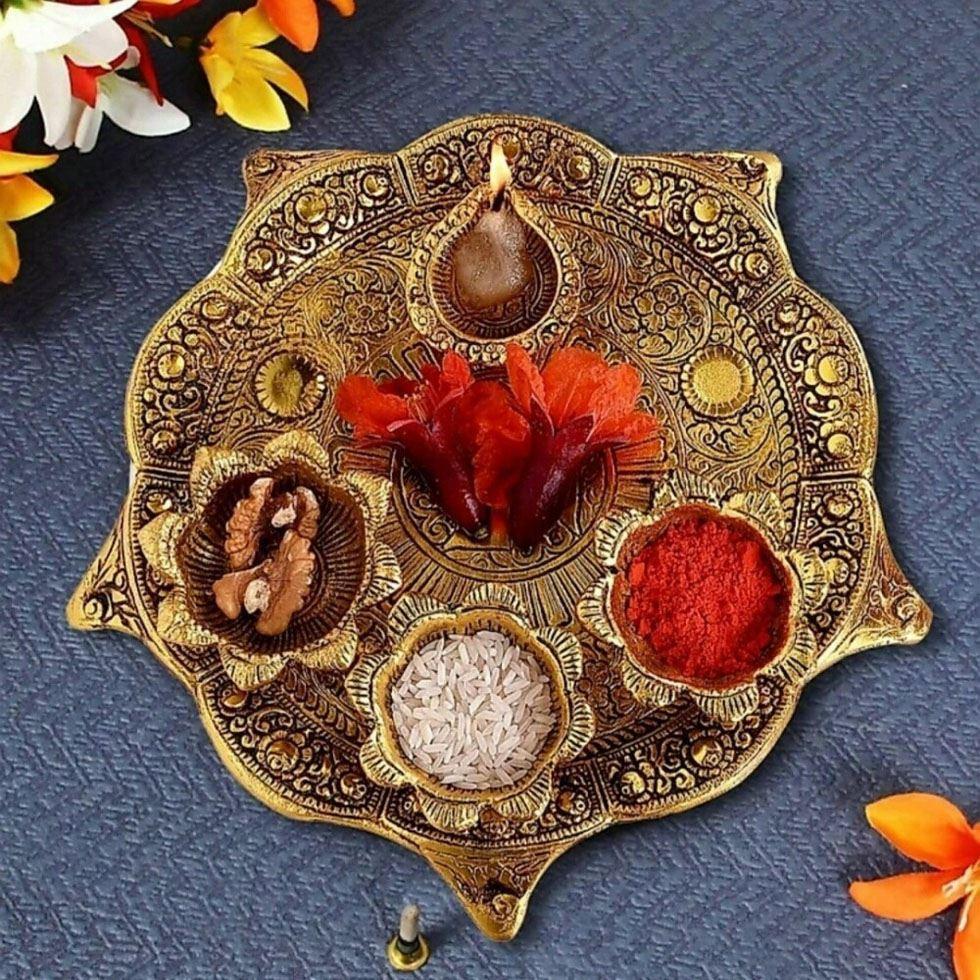 Aluminum Pooja Thali Set Image