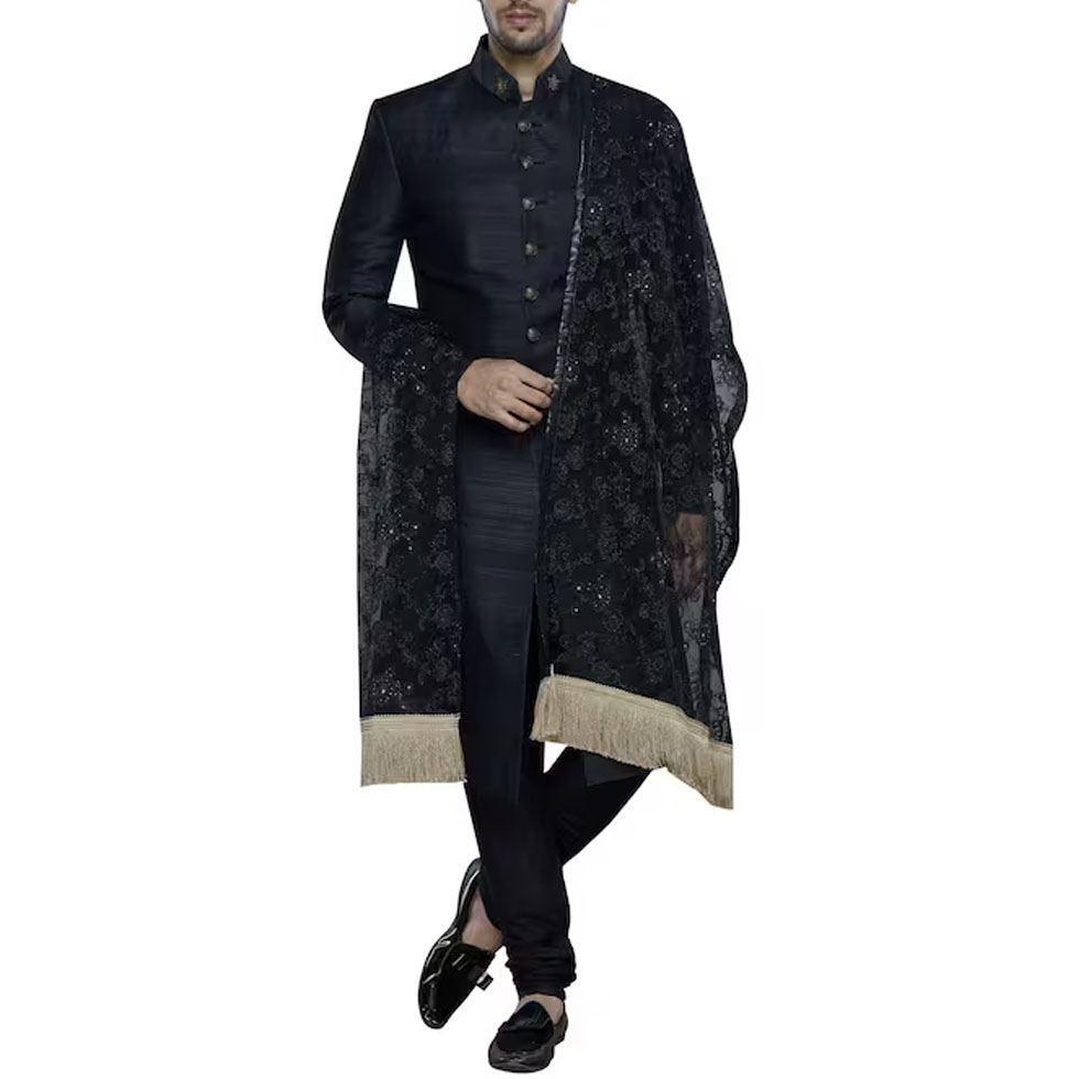 Black Indowestern Sherwani Image