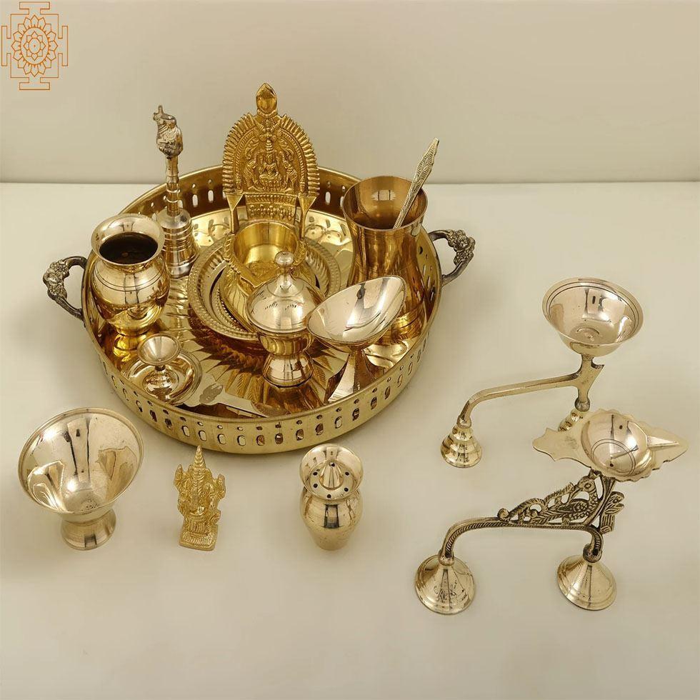 Brass Pooja Thali Set Image