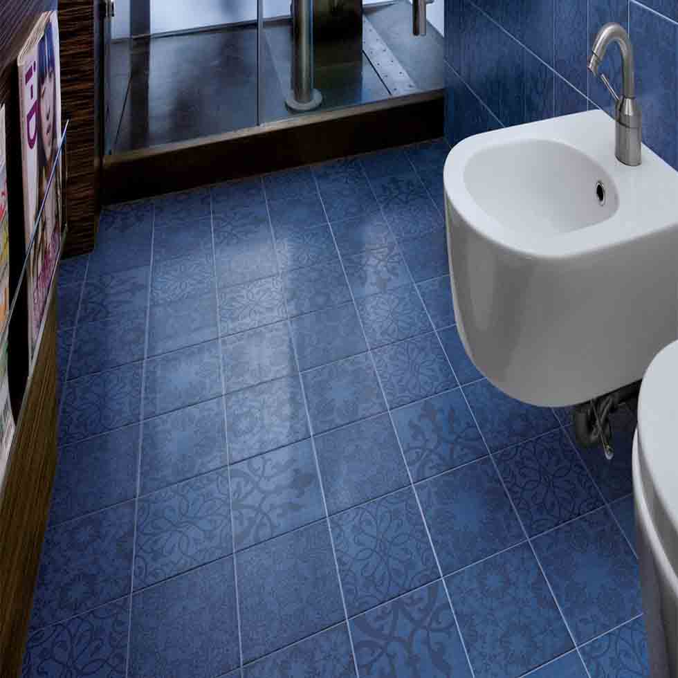 Designer Polished Blue Floor Tile Image