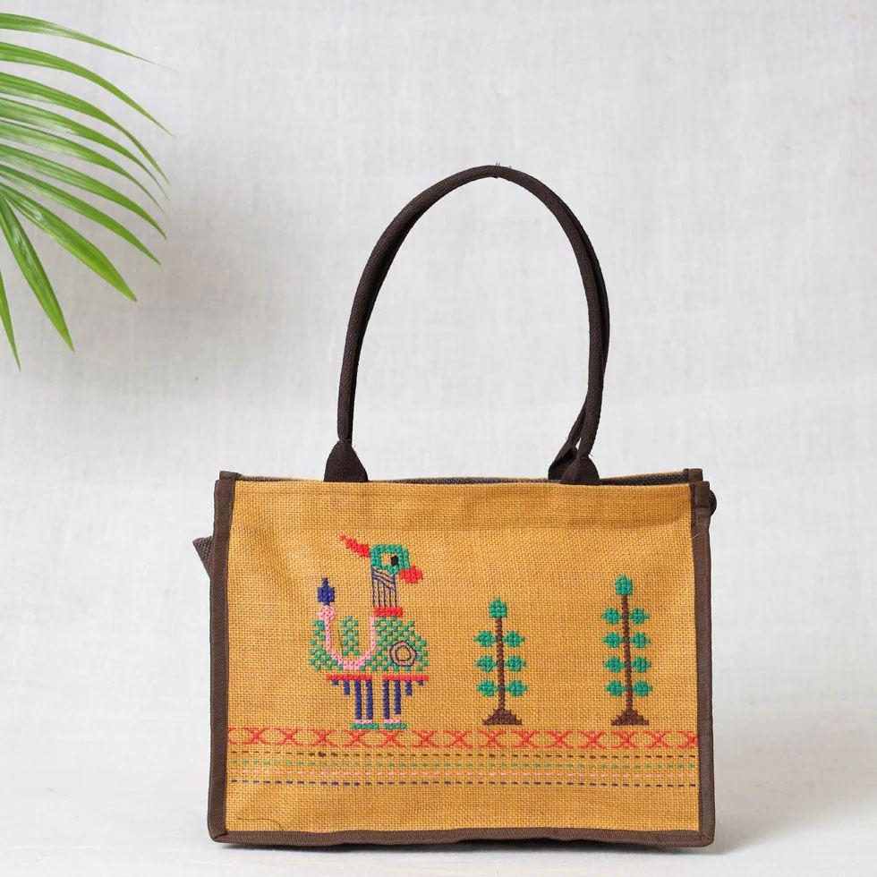 Embroidered Jute Pouch Bags Image