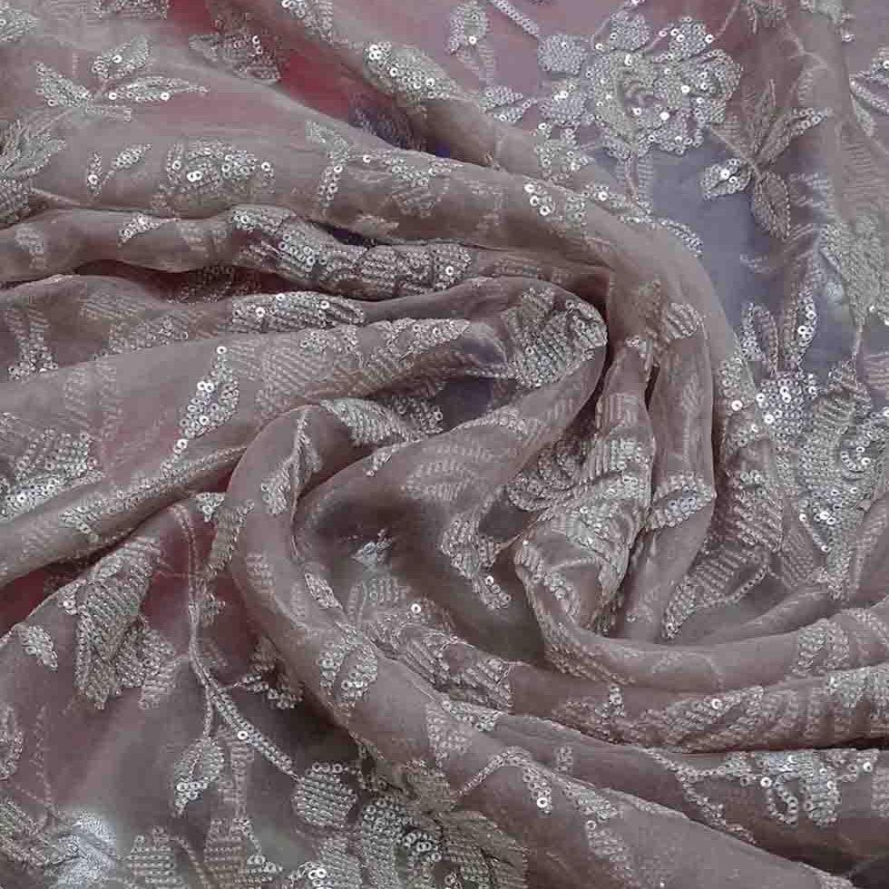 Embroidered Organza Silk Fabric Image