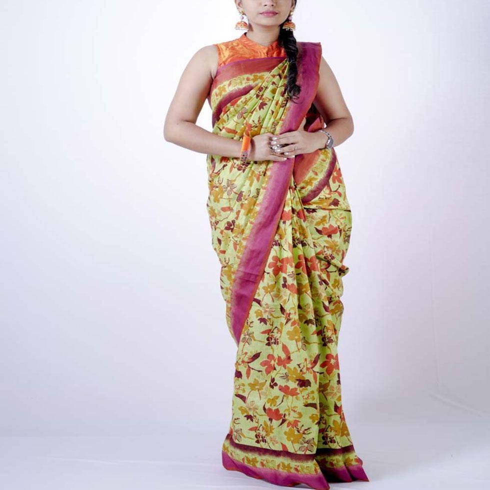  Floral Hand Printed Saree Image