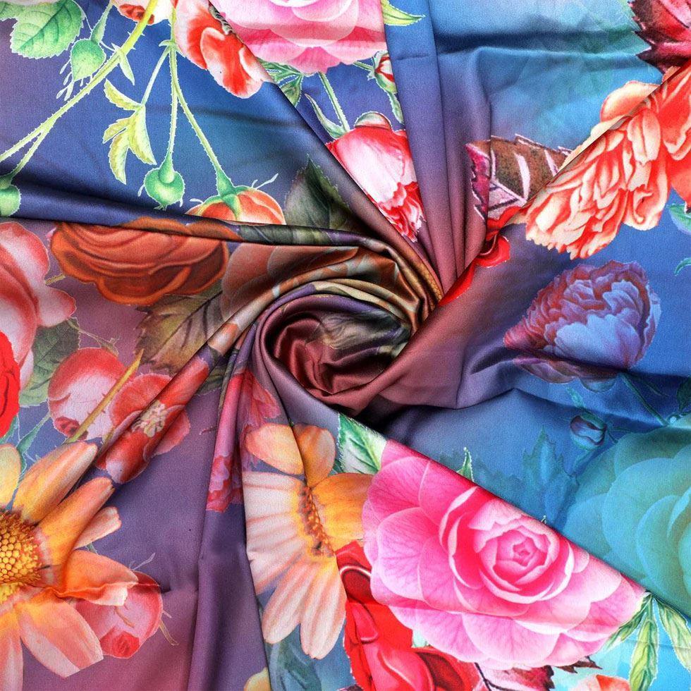 Flowers Satin Fabric Image