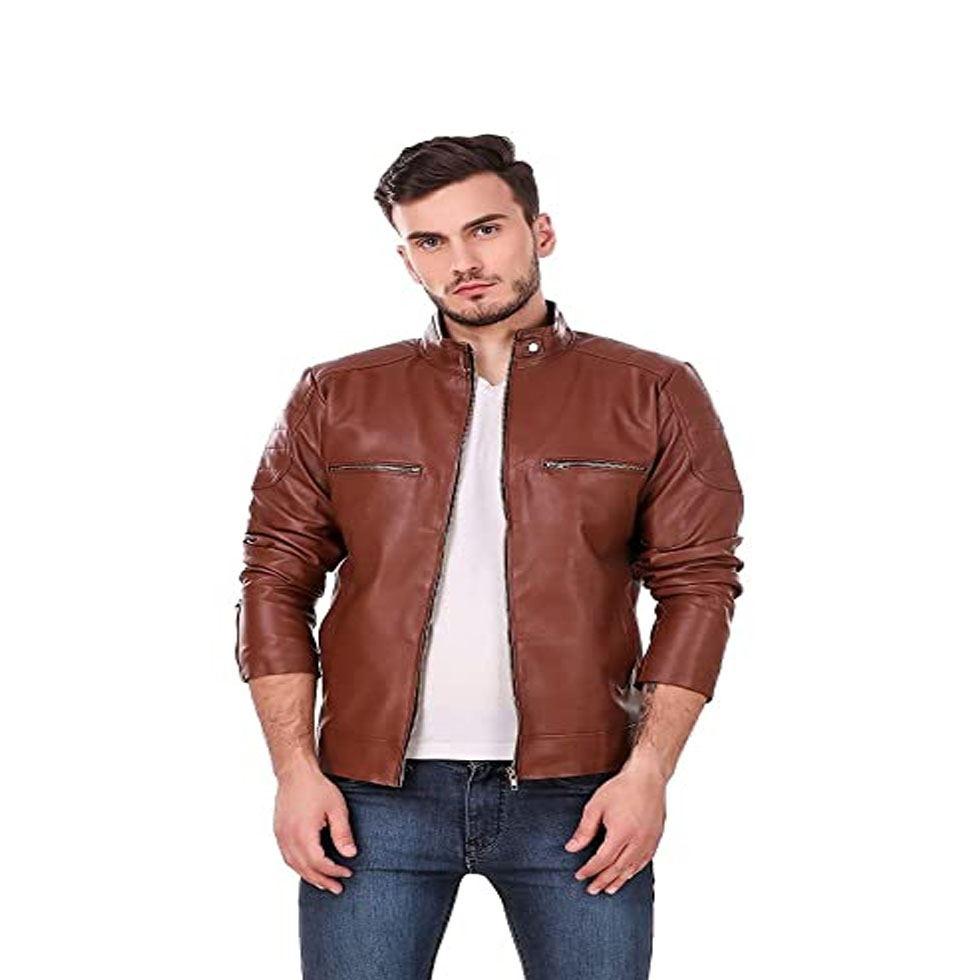 Classy Soft Leather Jacket Men Black Zip Front Biker Jacket Image