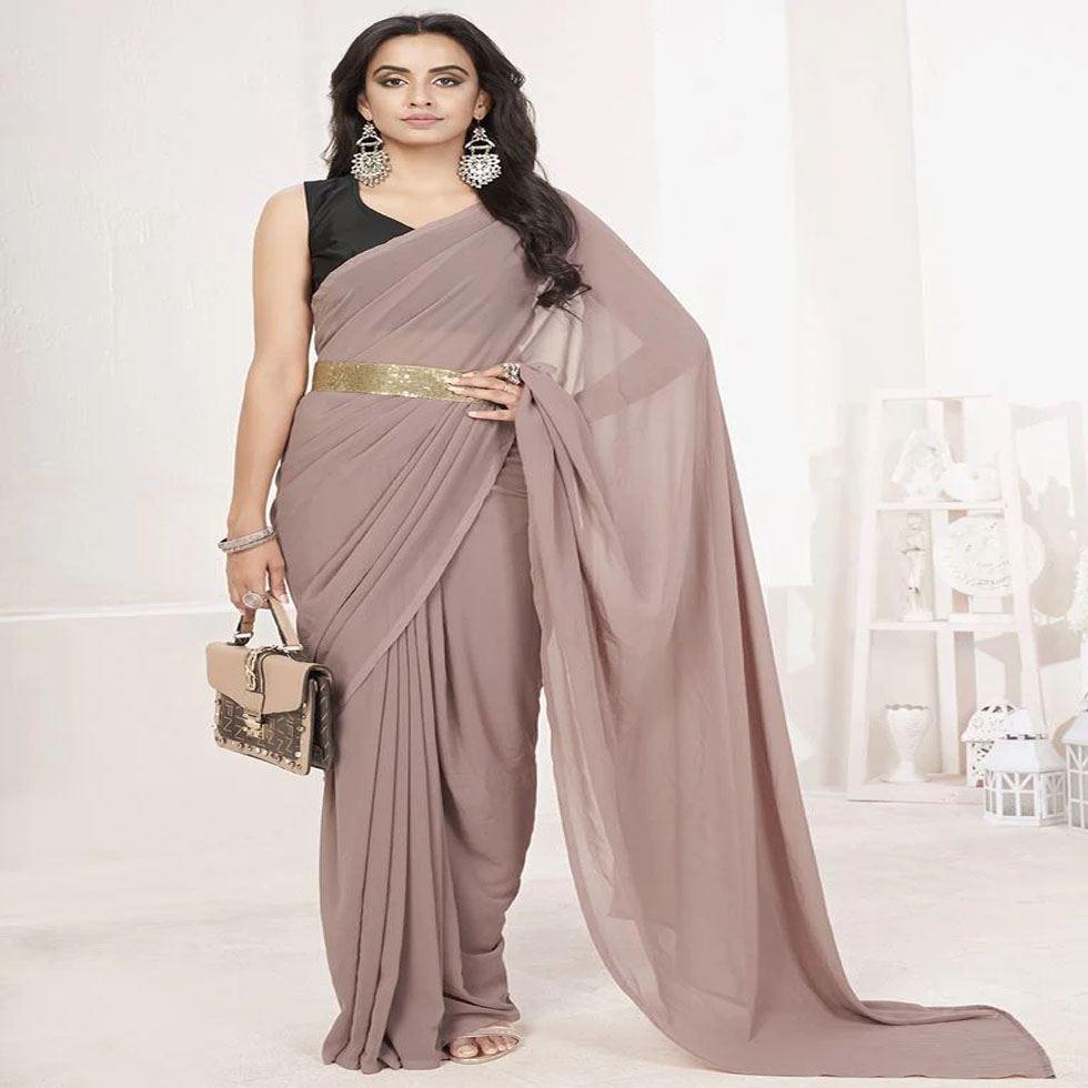 Lycra Plain Saree Image