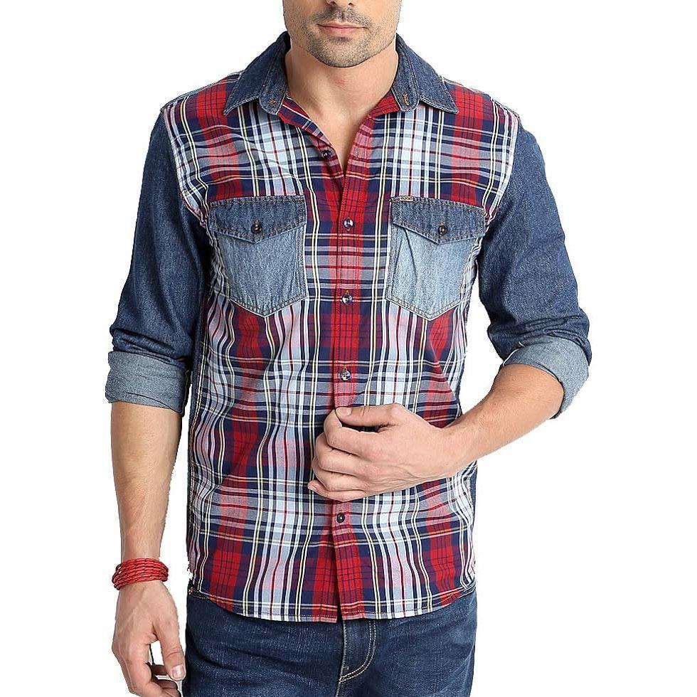 Multicolor Mens Denim Shirt Image