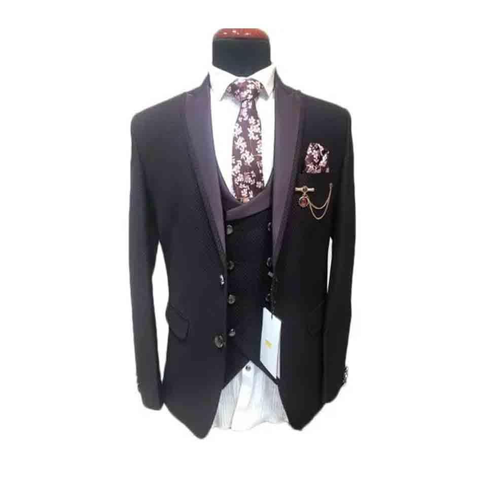 Check Plain Designer Traditional New Three Piece Suit Image