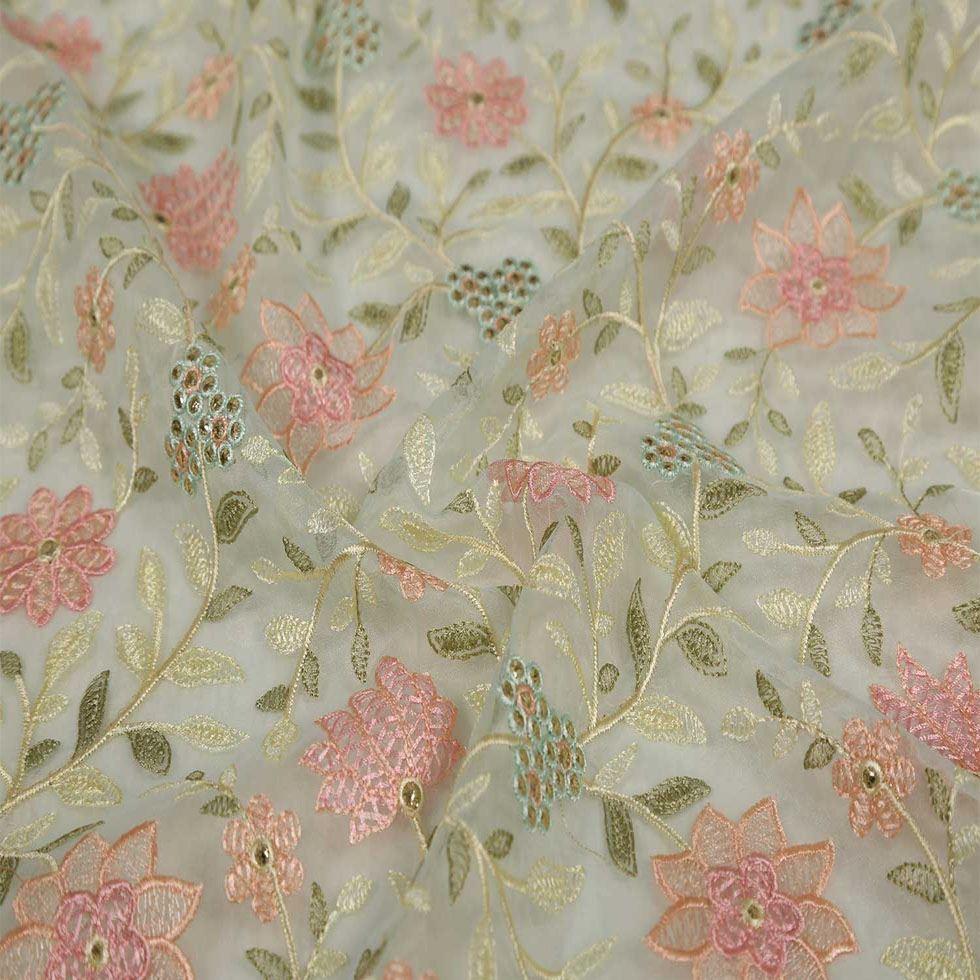 Organza Embroidered Fabric Image