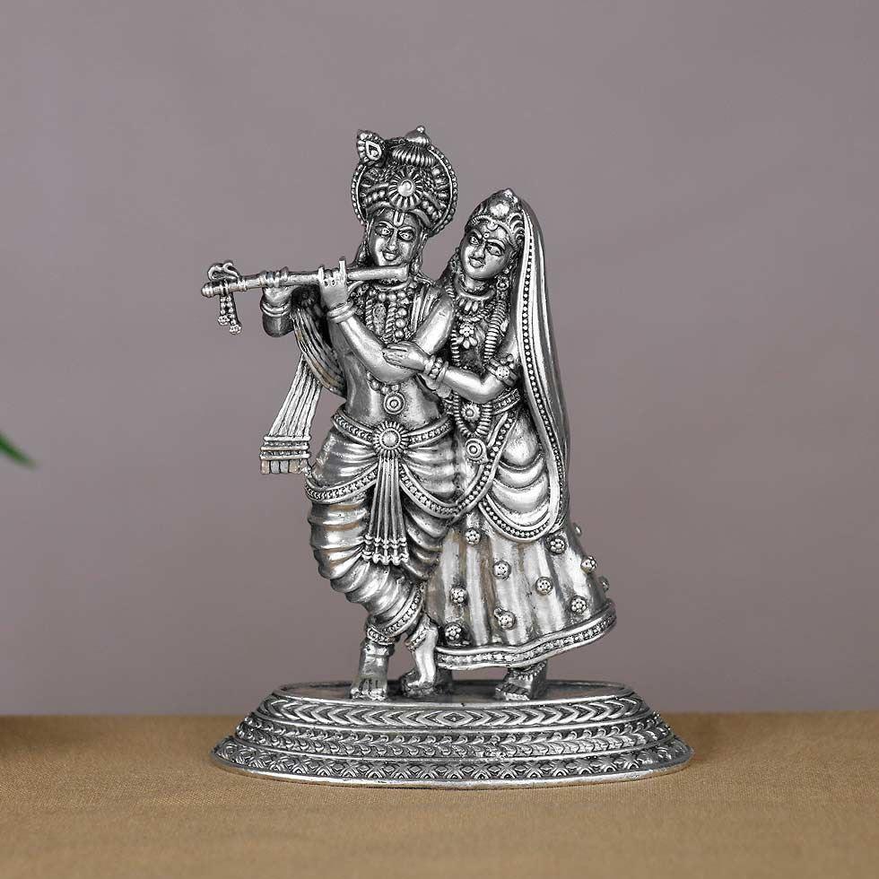 Radha Krishna Silver Statue Image