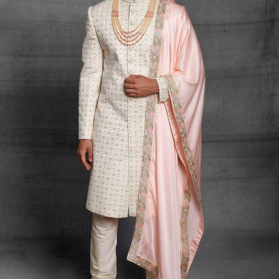 Silk Embroidered Sherwani Image