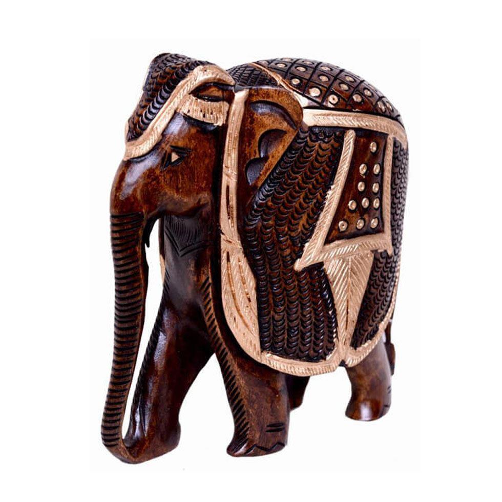 Teak Wooden Elephant Image