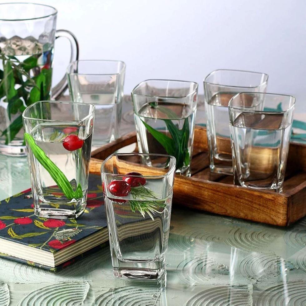 Transparent juice glasses Image