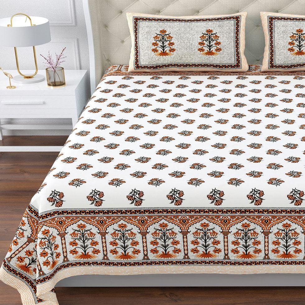 White Jaipur BedSheet Image