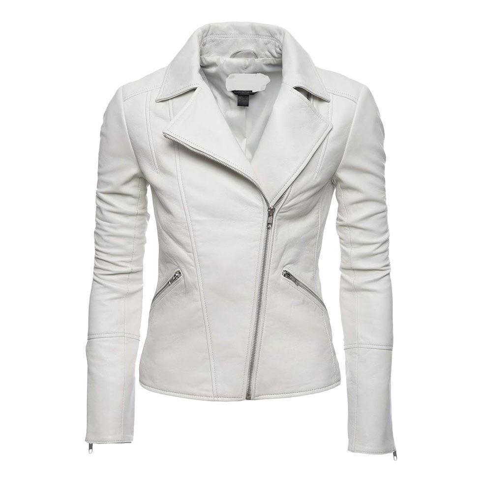 White Womens Leather Jackets Image