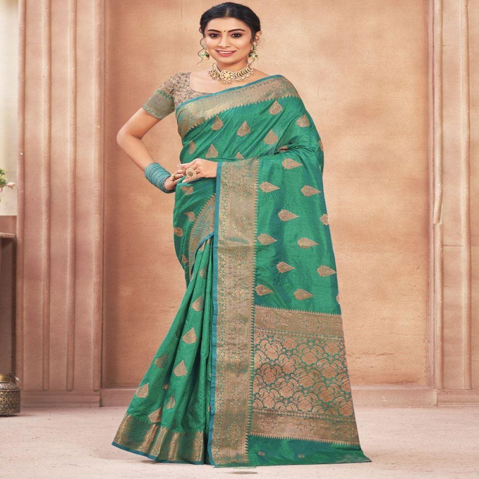 Zari Work Cotton Silk Saree Image